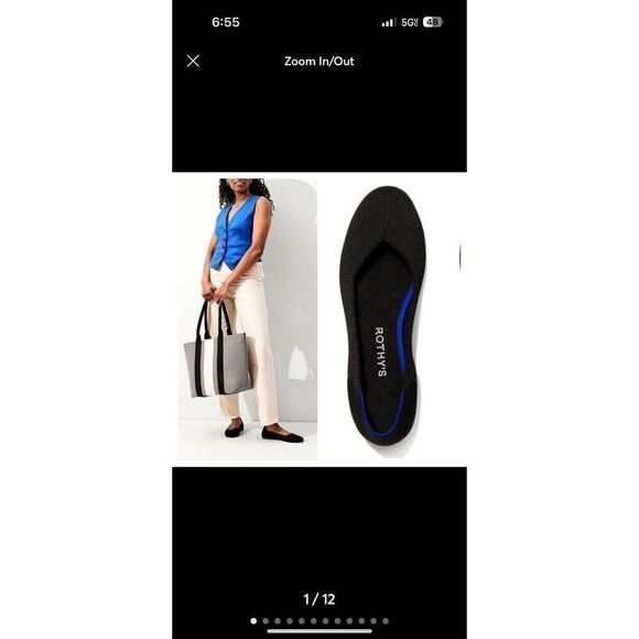 Rothy's The Flat $129 Womens Black Round Toe Slip On Shoe Machine Washable 6.5 - Picture 1 of 10